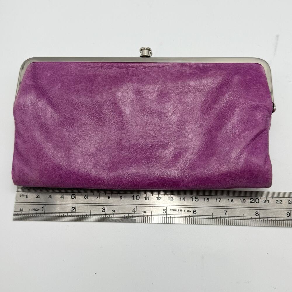 Hobo International Lauren Purple Leather Double Kisslock Clutch Large Wallet - Picture 3 of 7